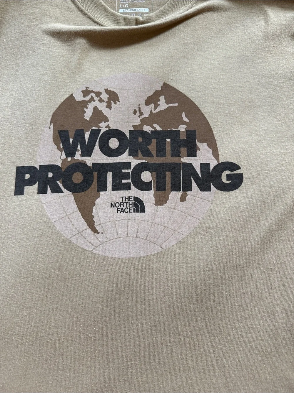 The North Face Short Sleeve Tee in Brown with 'Worth Protecting' Graphic